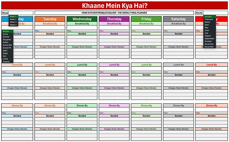 Khanaplan.com - Weekly Meal Plan - MS Excel - English